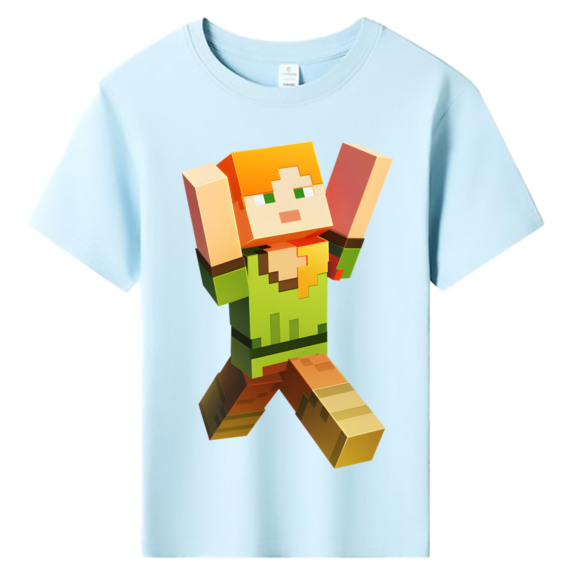 （画像用） マインクラフト ブロックの世界 Minecraft MC Block world 綿100％キッズTシャツ（フロントプリント）